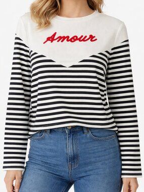 'Amour' Striped Longsleeve Tee